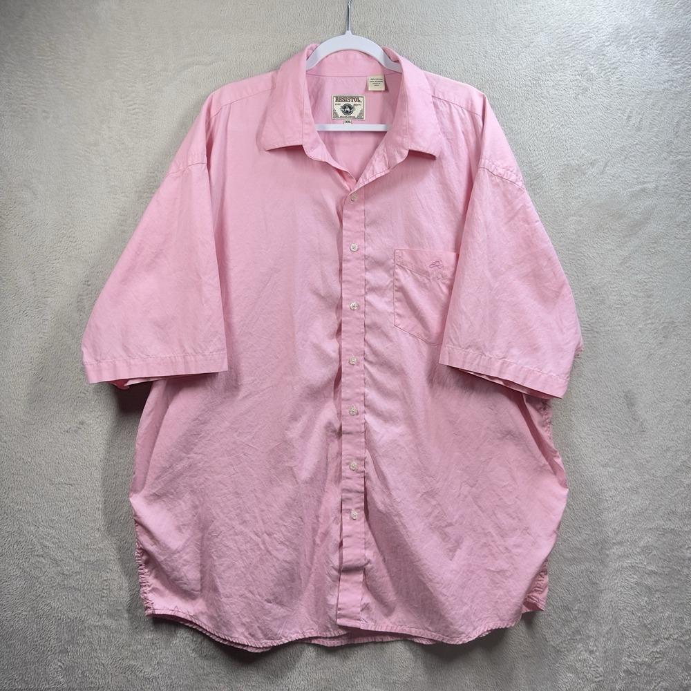 Resistol Rodeo Gear Shirt Men's XXL Pink Short Sleeve Button‎ Down Collared Logo
